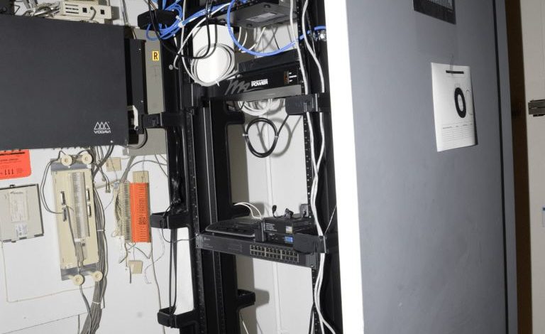 network cables connected in high speed server room