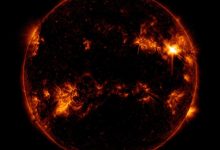 the Sun erupting with a bright solar flare